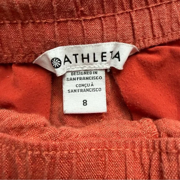 Athleta Retreat Linen Women’s Joggers Size 8 Coral Orange With Zip Pockets - Picture 5 of 6